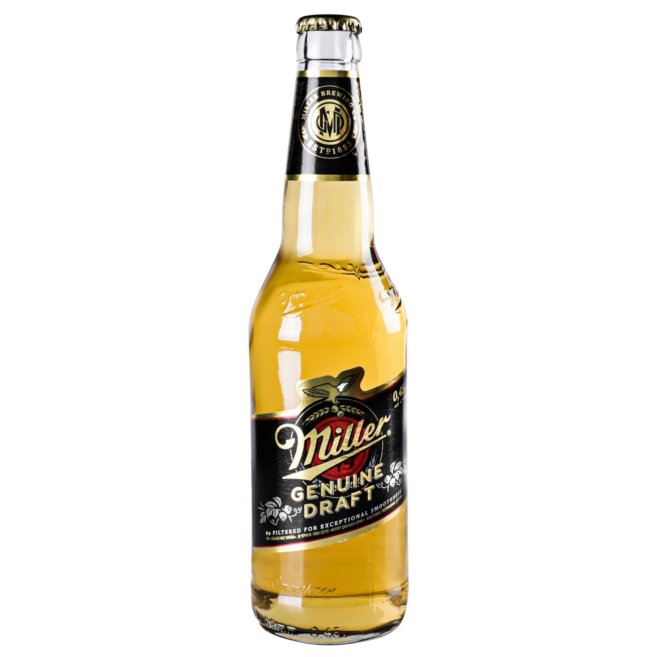 Пиво Miller Genuine Draft, светлое, 4,7%, 0,45 л (790204) - фото 1