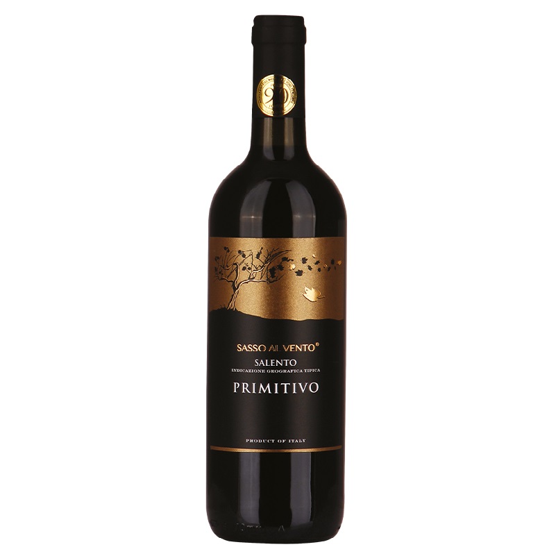 Вино Sasso al Vento Primitivo IGT Salento, червоне, напівсухе, 14%, 0,75 л - фото 1