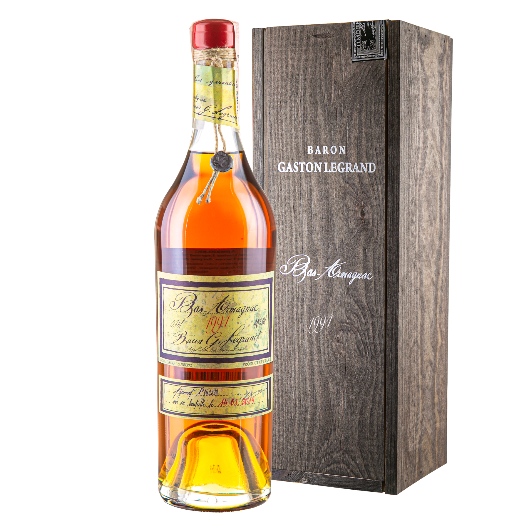 Арманьяк Baron Gaston Legrand Bas Armagnac 1994, у дерев'яній коробці, 40%, 0,7 л - фото 1