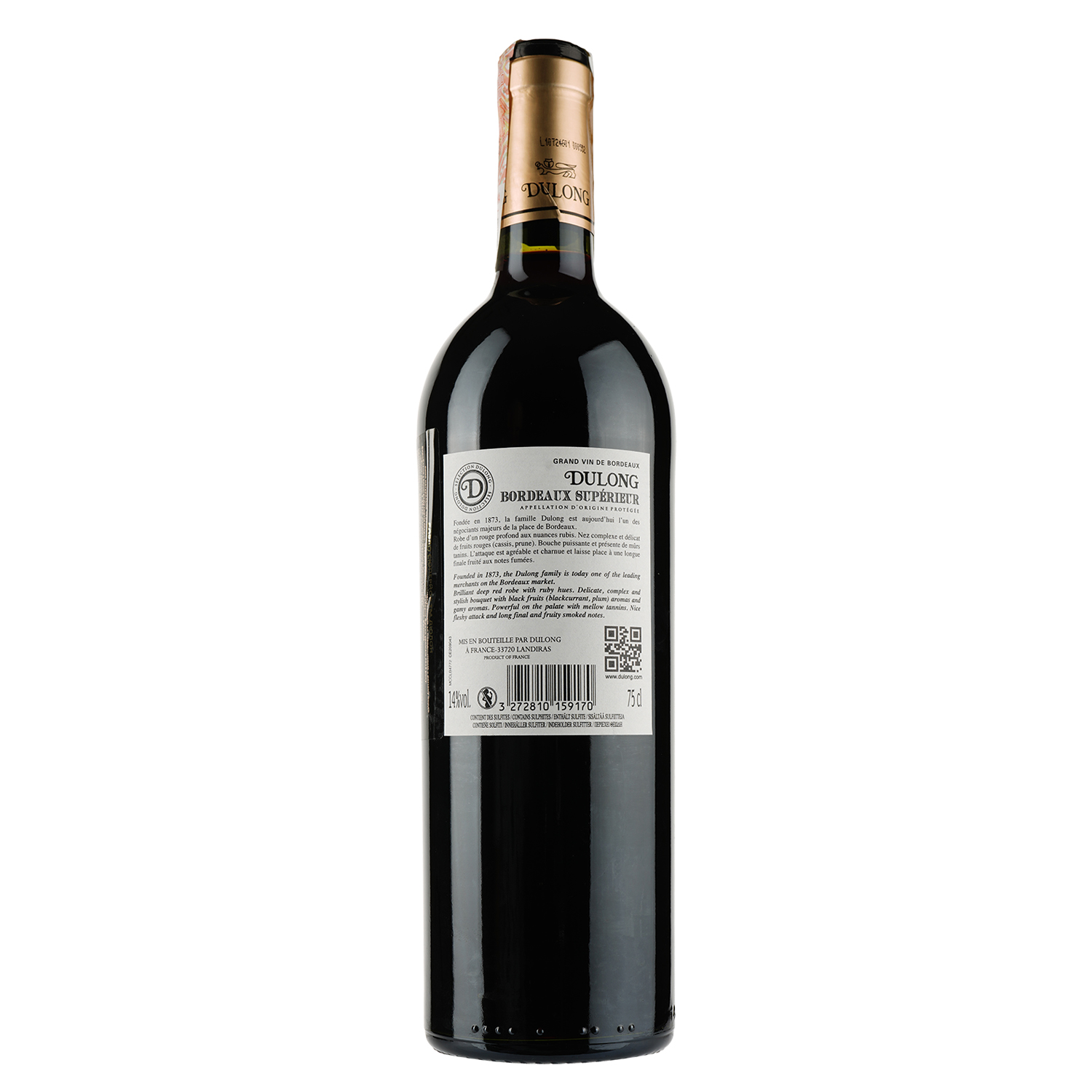Вино Dulong Bordeaux Superieur, красное, сухое, 14%, 0,75 л - фото 2