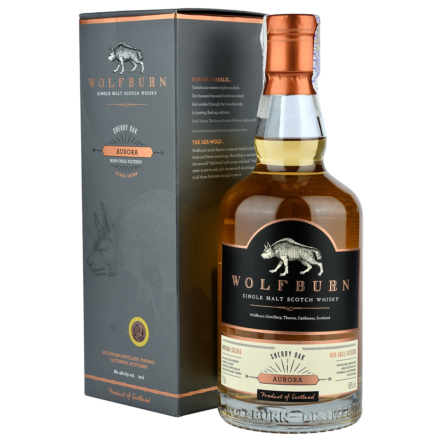 Віскі Wolfburn Aurora Single Malt Scotch Whisky, у подарунковій упаковці, 46%, 0,7 л - фото 1