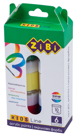 Акриловые краски ZiBi Kids Line, 6 цветов (ZB.6660) - фото 1