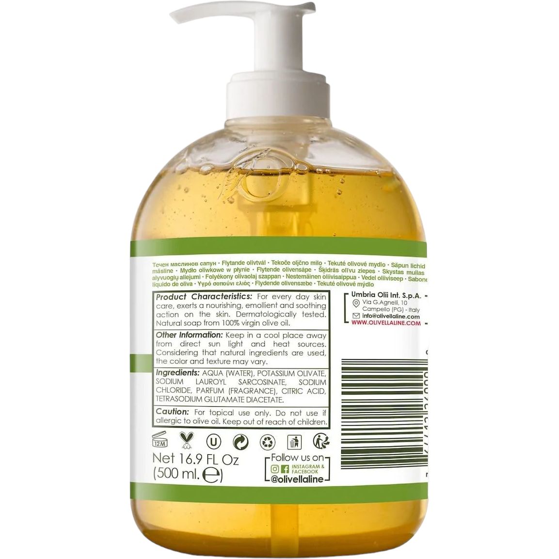 Жидкое мыло для лица и тела Olivella на основе оливкового масла, 500 мл - фото 2