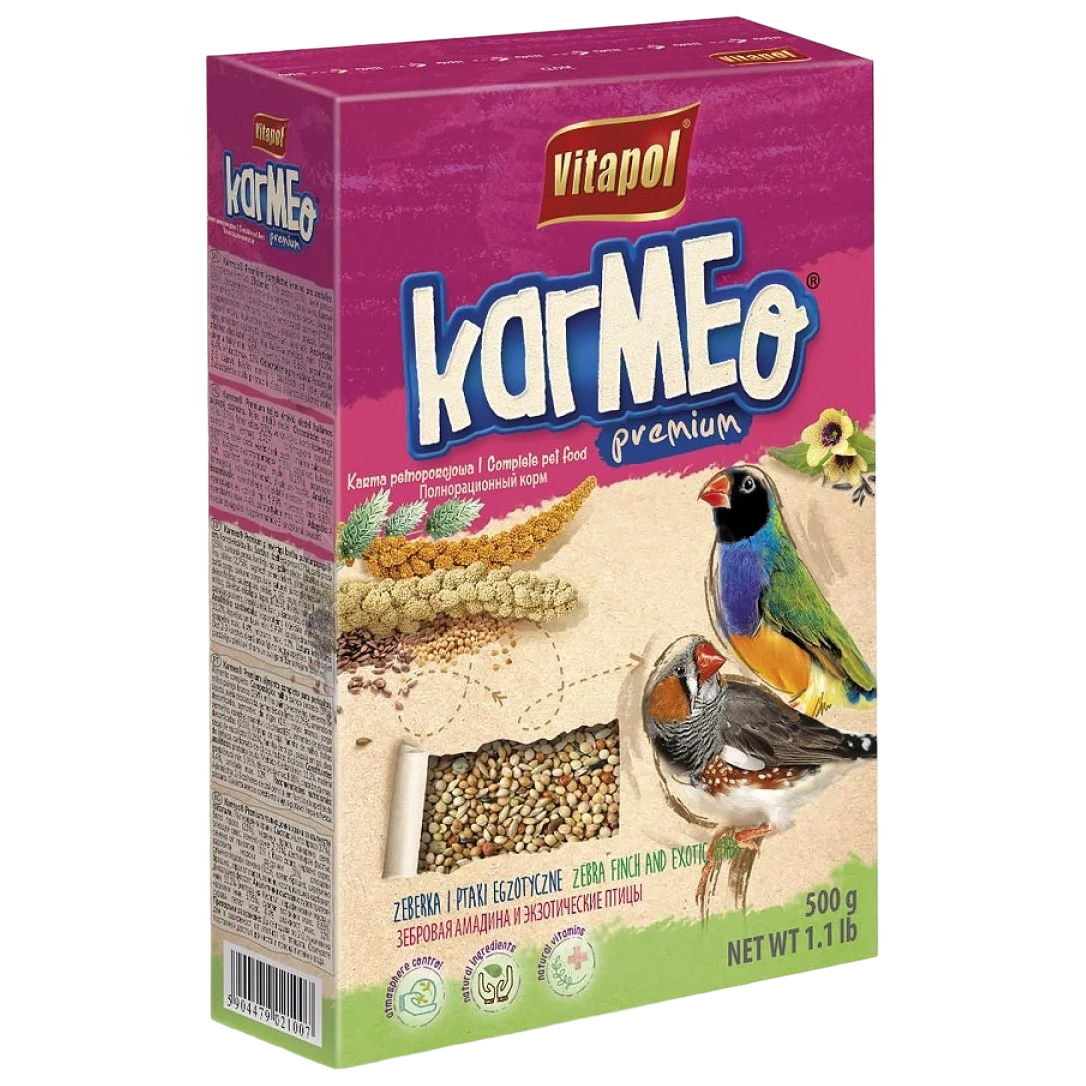 Премиум корм для зебровых вюрков и маленьких экзотических птиц Vitapol Karmeo, 500 г - фото 1
