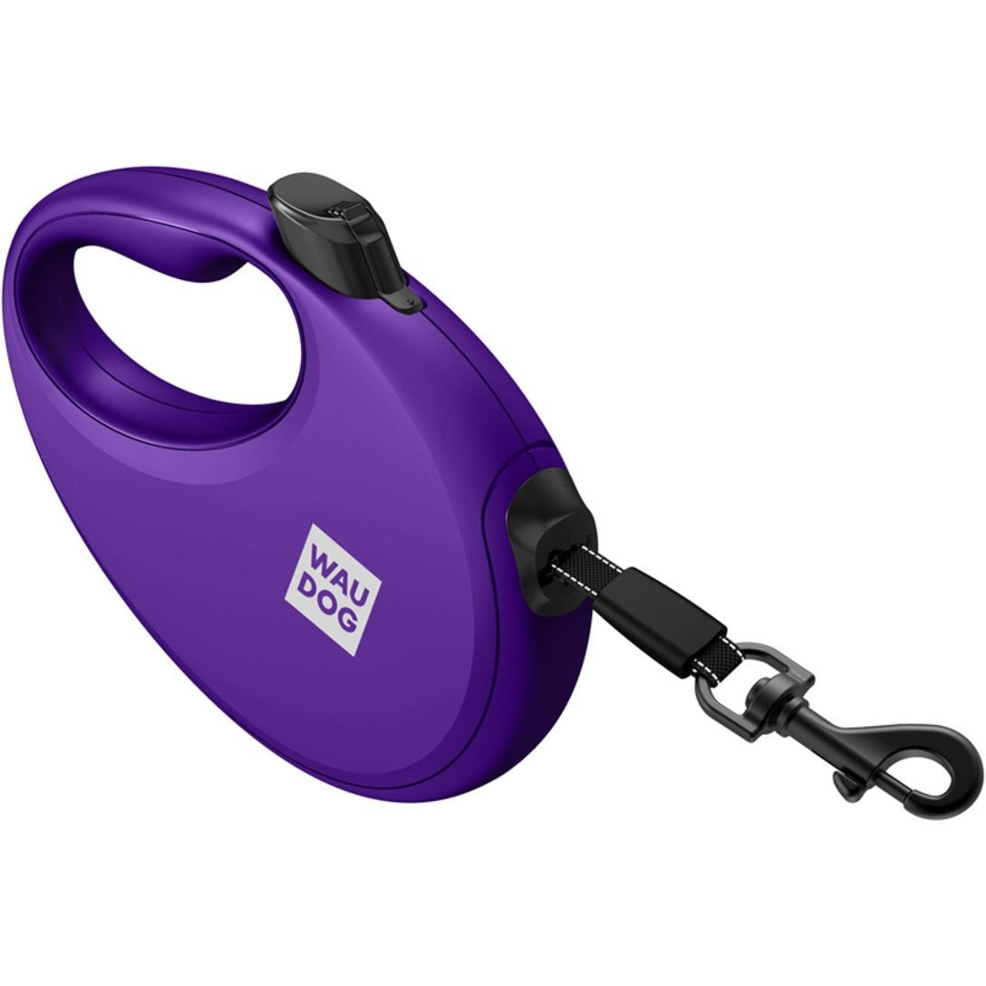 Поводок-рулетка для собак Waudog R-leash с контейнером для пакетов, светоотражающая лента, М до 20 кг, 5 м фиолетовый - фото 5