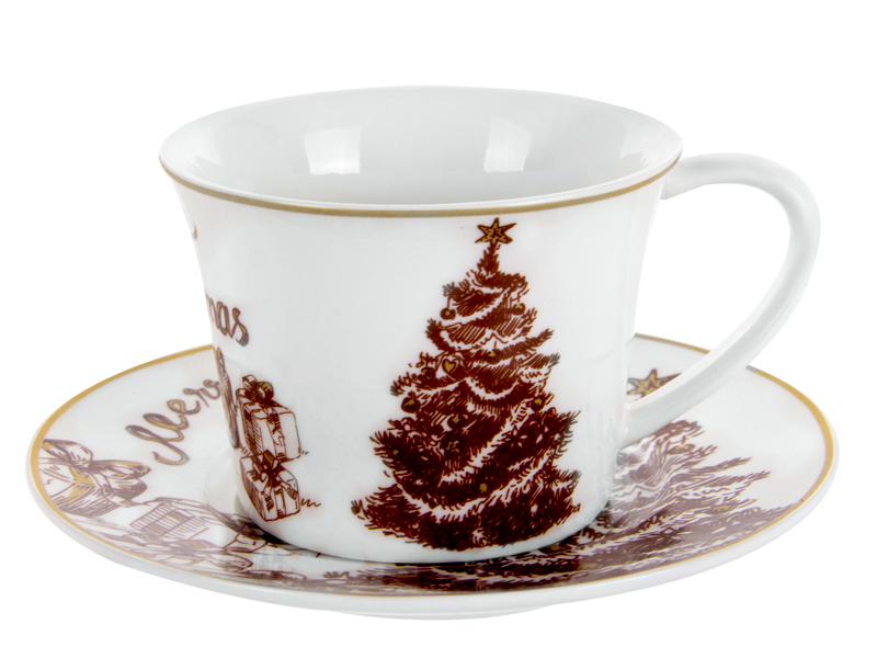 Чашка з блюдцем Lefard Merry Christmas, 250 мл, білий (924-744) - фото 1