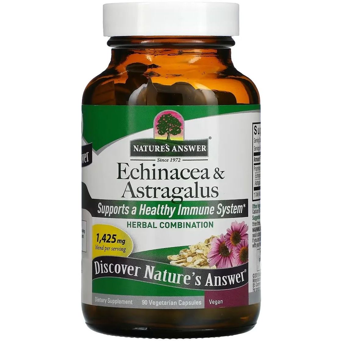 Ехінацея та астрагал Nature's Answer Echinacea & Astragalus 90 вегетаріанських капсул - фото 1