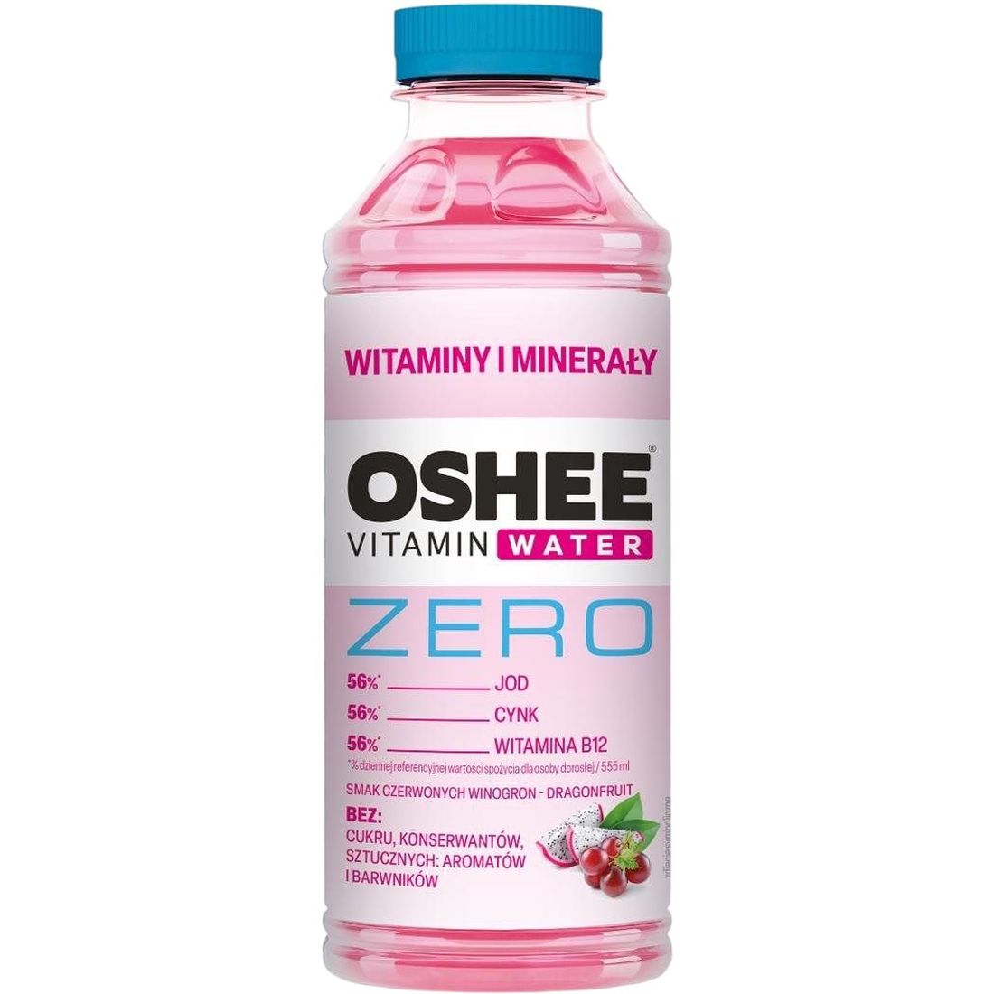 Напиток Oshee Vitamin Water Zero красный виноград-питахайя 0.555 л - фото 1