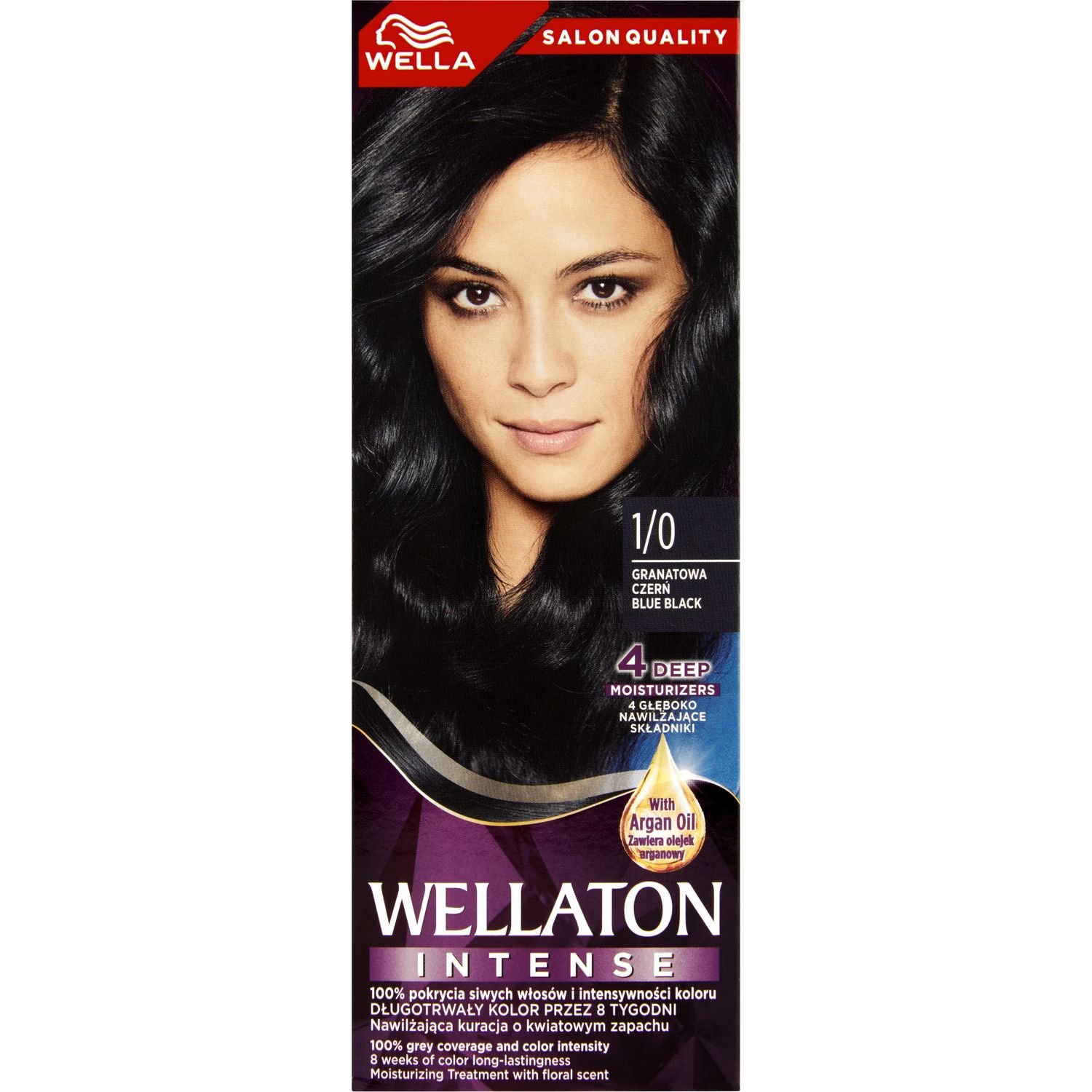 Інтенсивна крем-фарба для волосся Wellaton, відтінок 1/0 (Синяво-чорний), 110 мл - фото 2