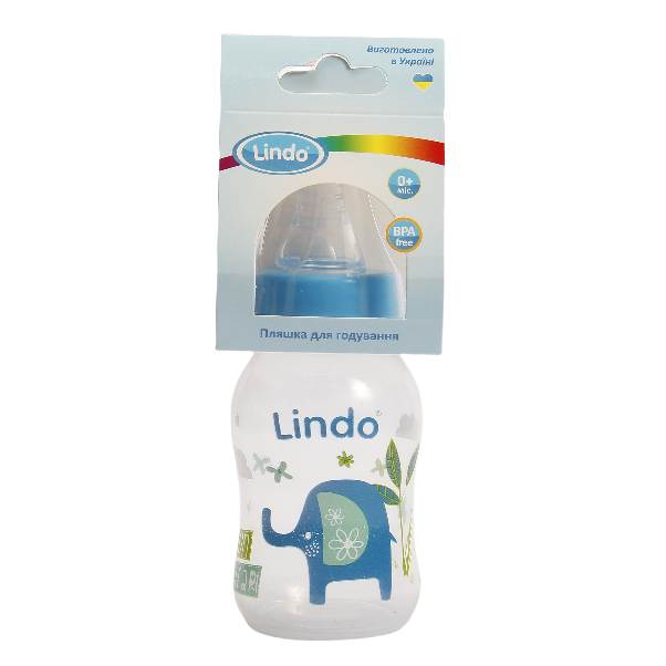 Пляшечка для годування Lindo, вигнута, з силіконовою соскою, 125 мл, блакитний (Li 144 гол) - фото 2