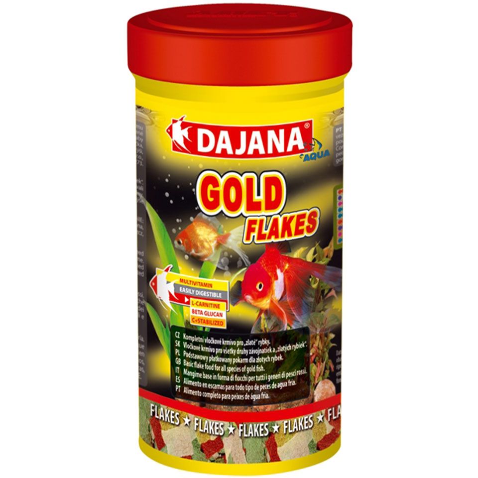 Корм Dajana Gold Flakes для золотых рыбок и декоративных карасей 200 г - фото 1