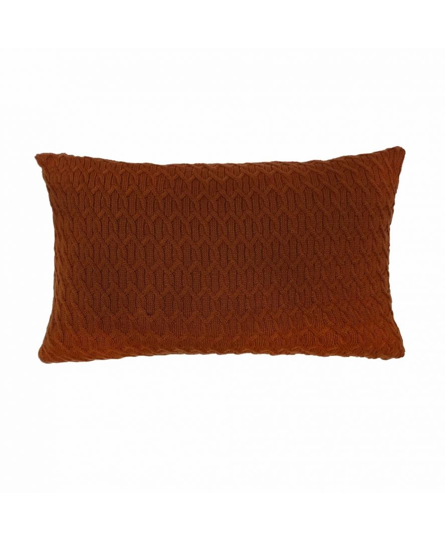 Подушка вязаная Прованс Цепи, 45х30 см, коричневый (25056) - фото 1