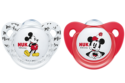 Пустушка силіконова Nuk Trendline Disney Mickey, ортодонтична, 6-18 міс., червоний з білим, 2 шт. (3952950) - фото 1