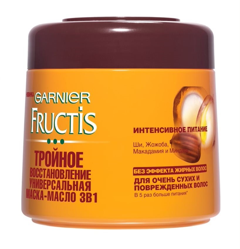 Маска-масло для волосся Garnier Fructis Потрійне відновлення, для сухих і пошкоджених волосся, 300 мл - фото 1