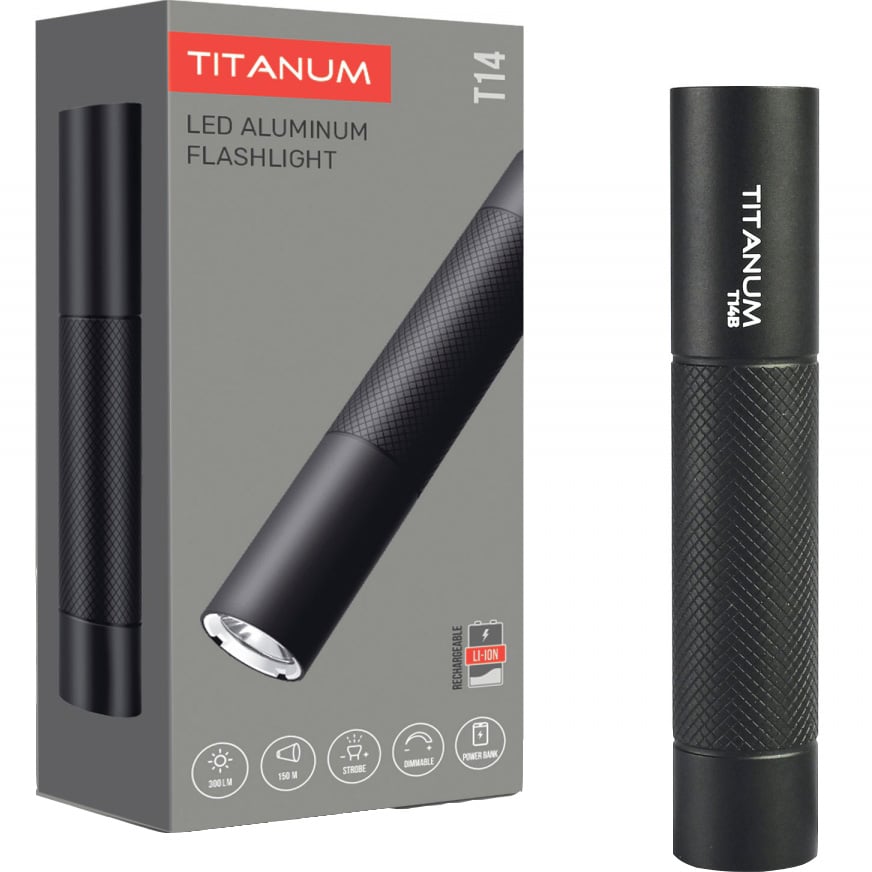 Ліхтар портативний Videx Titanum 300 Lm 5000 K чорний (TLF-T14B) - фото 1