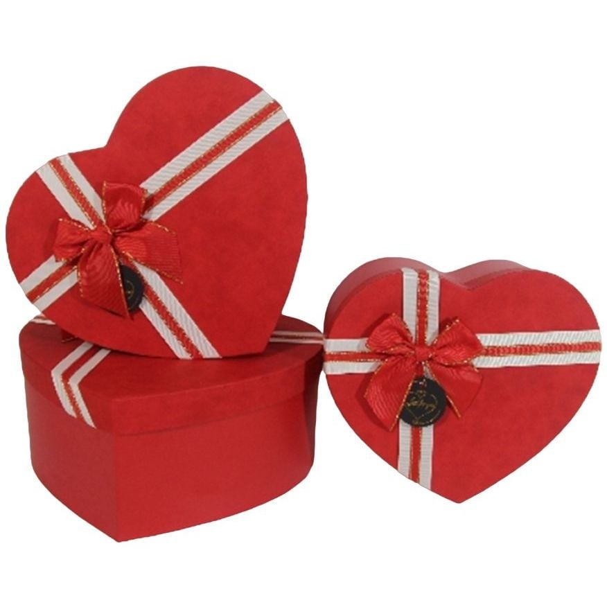 Набор подарочных коробок UFO сердце 3 шт. (M53310-001 Набір 3 шт RED HEART серд.) - фото 1