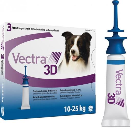 Краплі на холку для собак CEVA Vectra 3D від ектопаразитів, 10,1-25,0 кг, 1 піпетка х 3,6 мл (81510-1) - фото 1