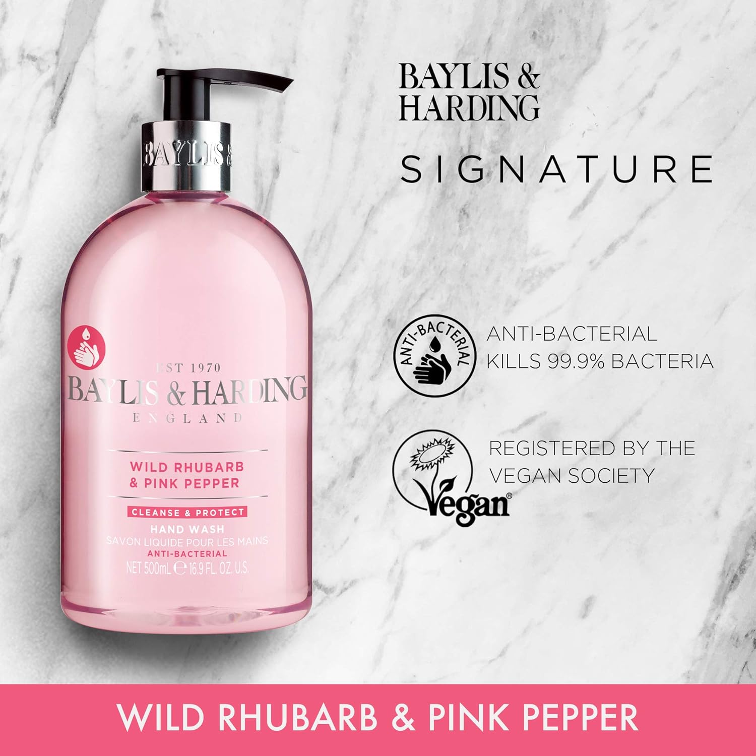 Рідке мило для рук Baylis & Harding Wild Rhubarb And Pink Pepper Anti-Bacterial Hand Wash 500 мл - фото 2