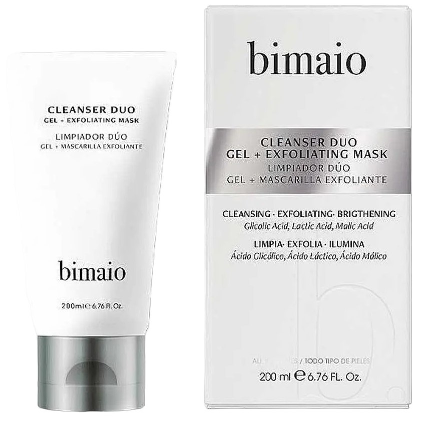 Подвійний очищувальний засіб для обличчя Bimaio Cleanser Duo Gel + Exfoliating Mask, 200 мл - фото 1