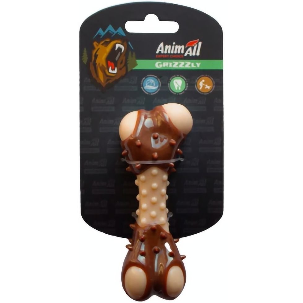 Игрушка для собак AnimAll Fun AGrizZzly Кость с ароматом мяса M коричневая - фото 1