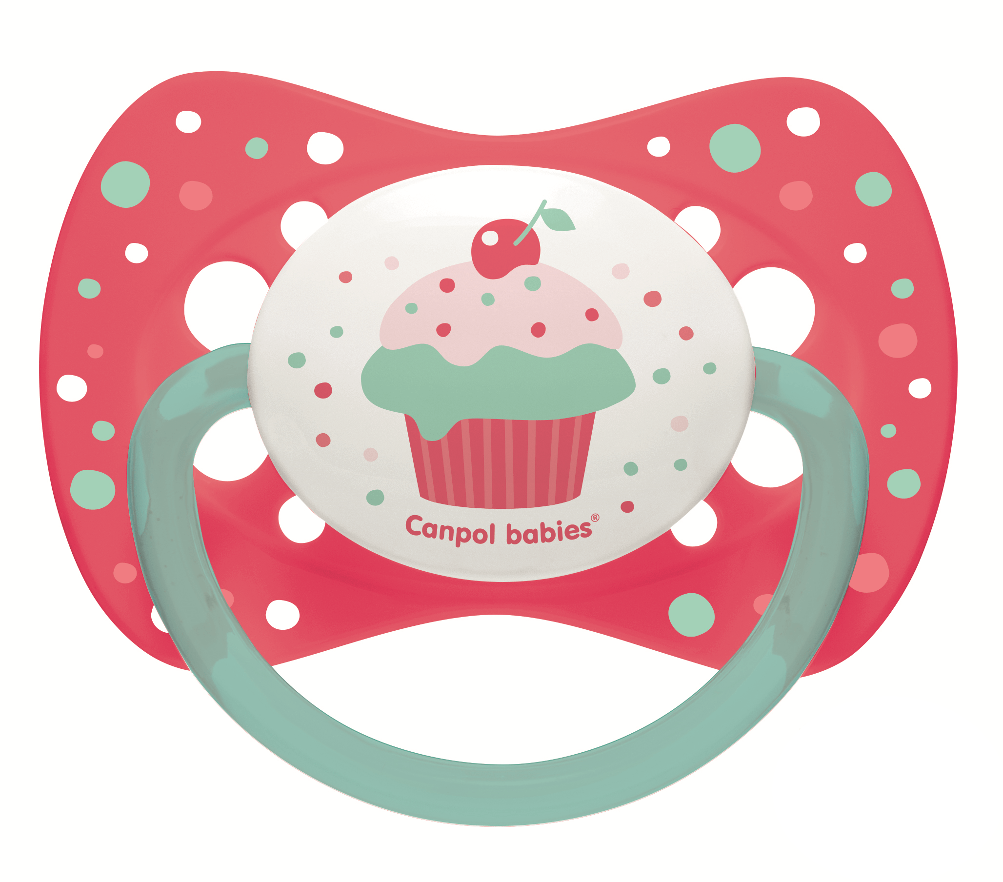 Силиконовая симметричная пустышка Canpol Babies Cupcake, малиновый, 18+ мес. (23/284_pin) - фото 1