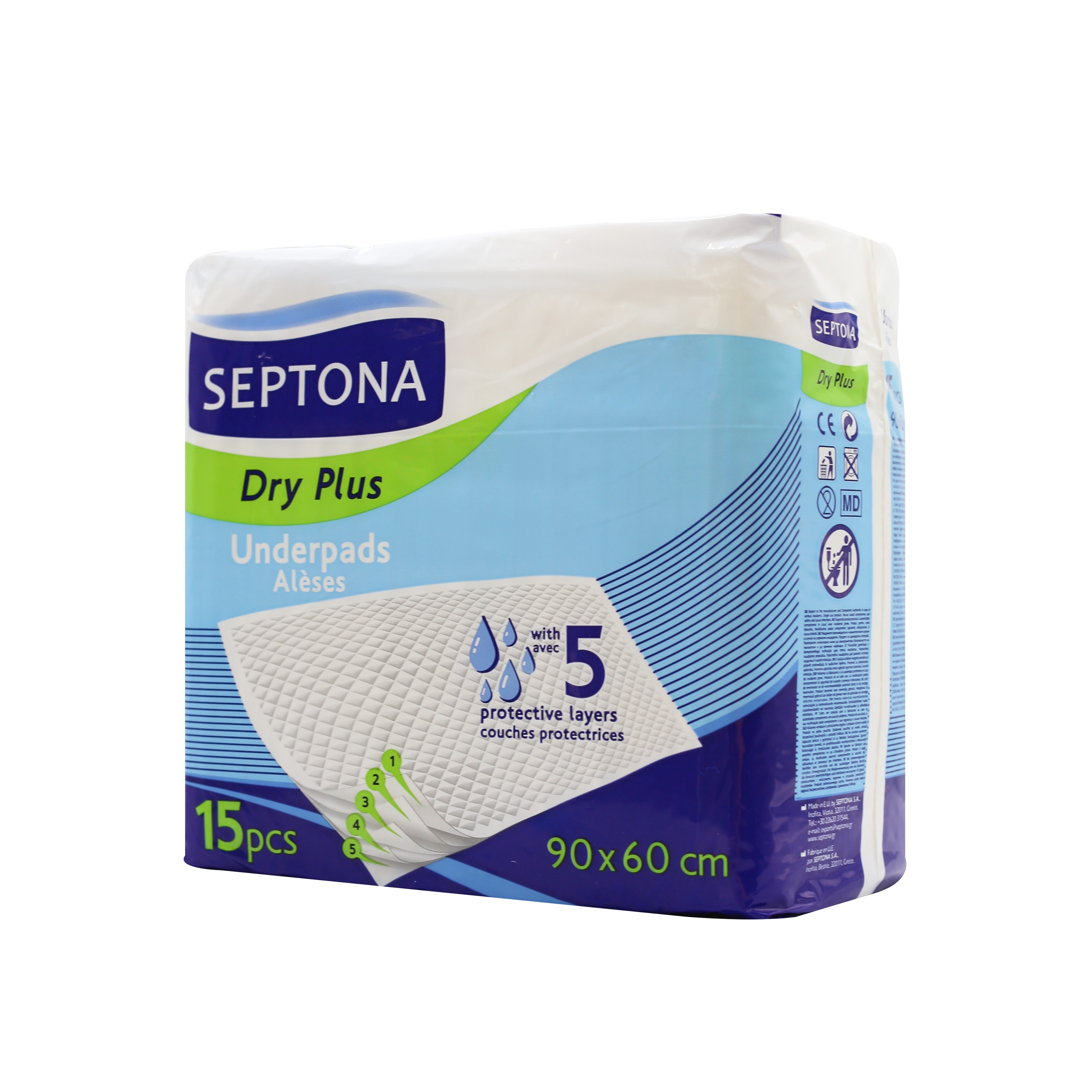 Одноразовые гигиенические пеленки Septona Dry Plus, 90х60 см, 15 шт. - фото 2