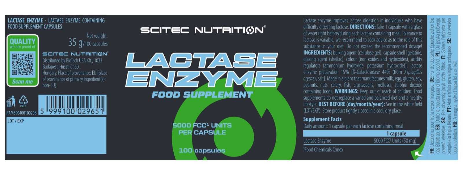 Дієтична добавка Scitec Nutrition Lactase Enzyme 100 капсул - фото 2