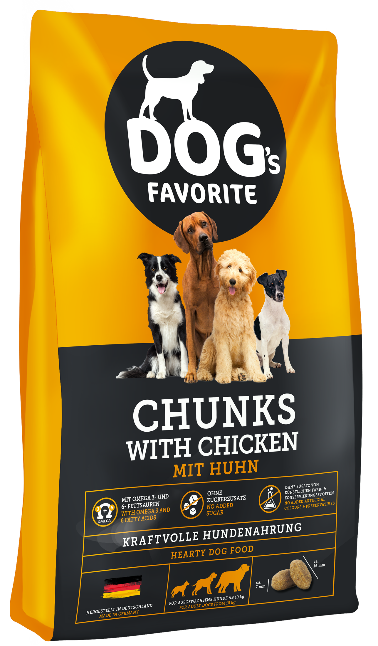 Сухой корм для собак Happy Dog Dog's Favorite Chunks Chicken, с курицей, 15 кг (60946) - фото 1