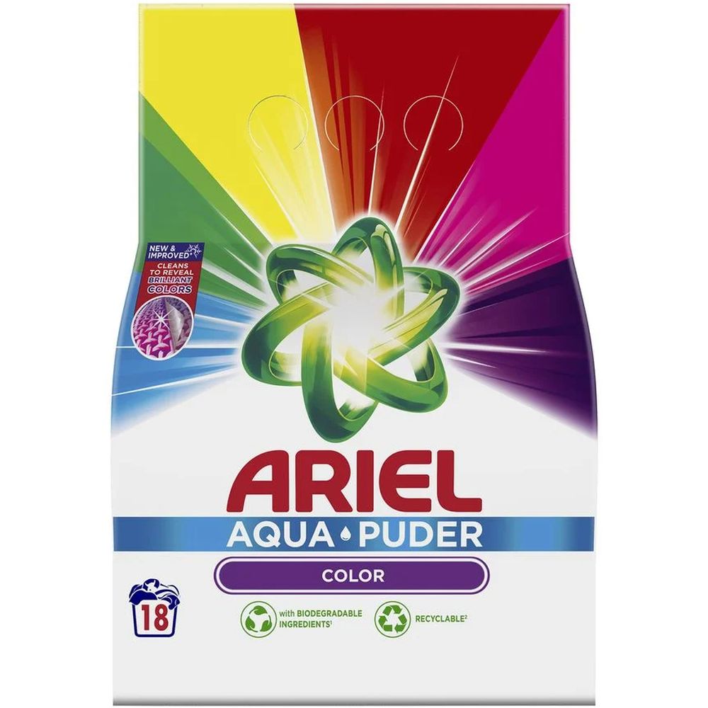 Пральний порошок Ariel Аква-Пудра Color Яскраві кольори 1.17 кг - фото 1