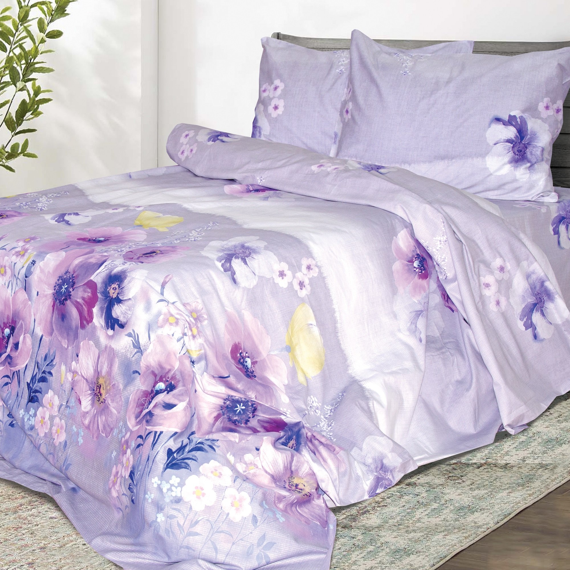 Комплект постельного белья Ярослав Сатин элегант se240 евро макси фиолетовый (48212) - фото 1