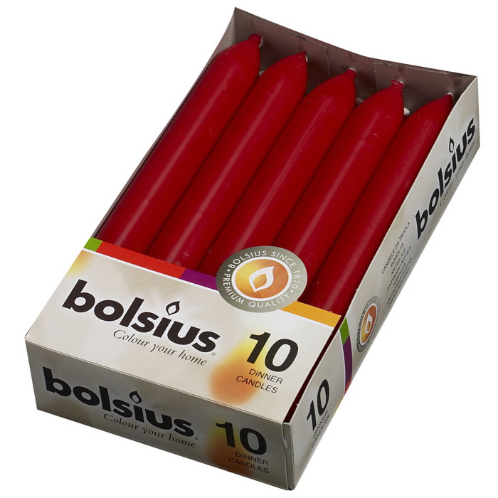 Свечи Bolsius столовые, 17х2 см, бордовый, 10 шт. (702244) - фото 1