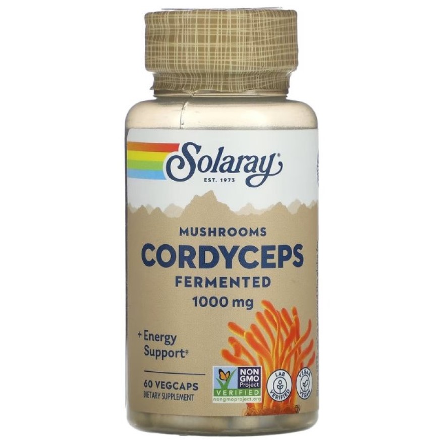 Ферментовані гриби Solaray Organically Grown Fermented Cordyceps Кордицепс 500 мг 60 вегетаріанських капсул - фото 1