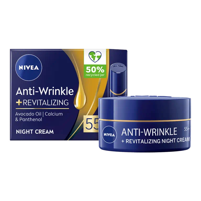 Нічний крем проти зморщок + ревіталізація Nivea Anti-Wrinkle Revitalizing 55+ 50 мл - фото 2