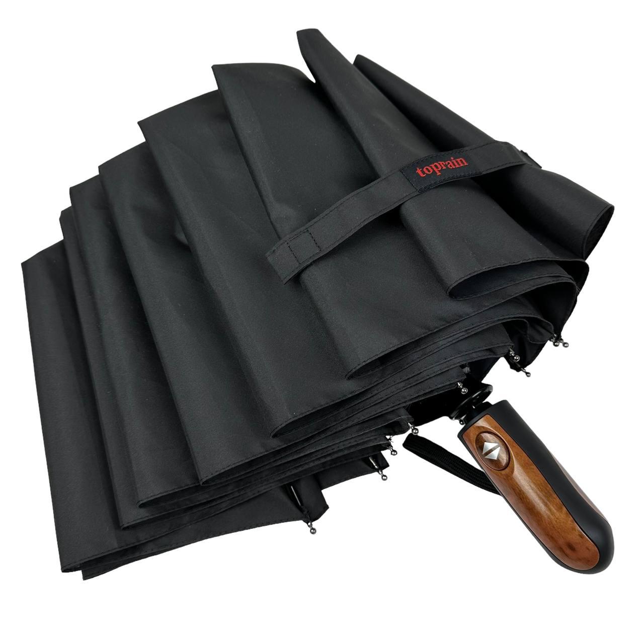 Мужской складной зонтик полный автомат Toprain 123 см черный - фото 2