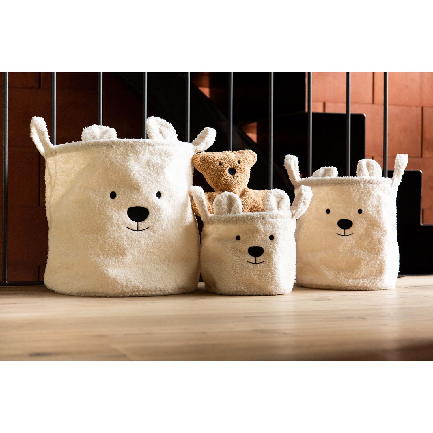 Набір корзин для іграшок Childhome Teddy, білий, 3 шт. (CCBTWSET) - фото 2