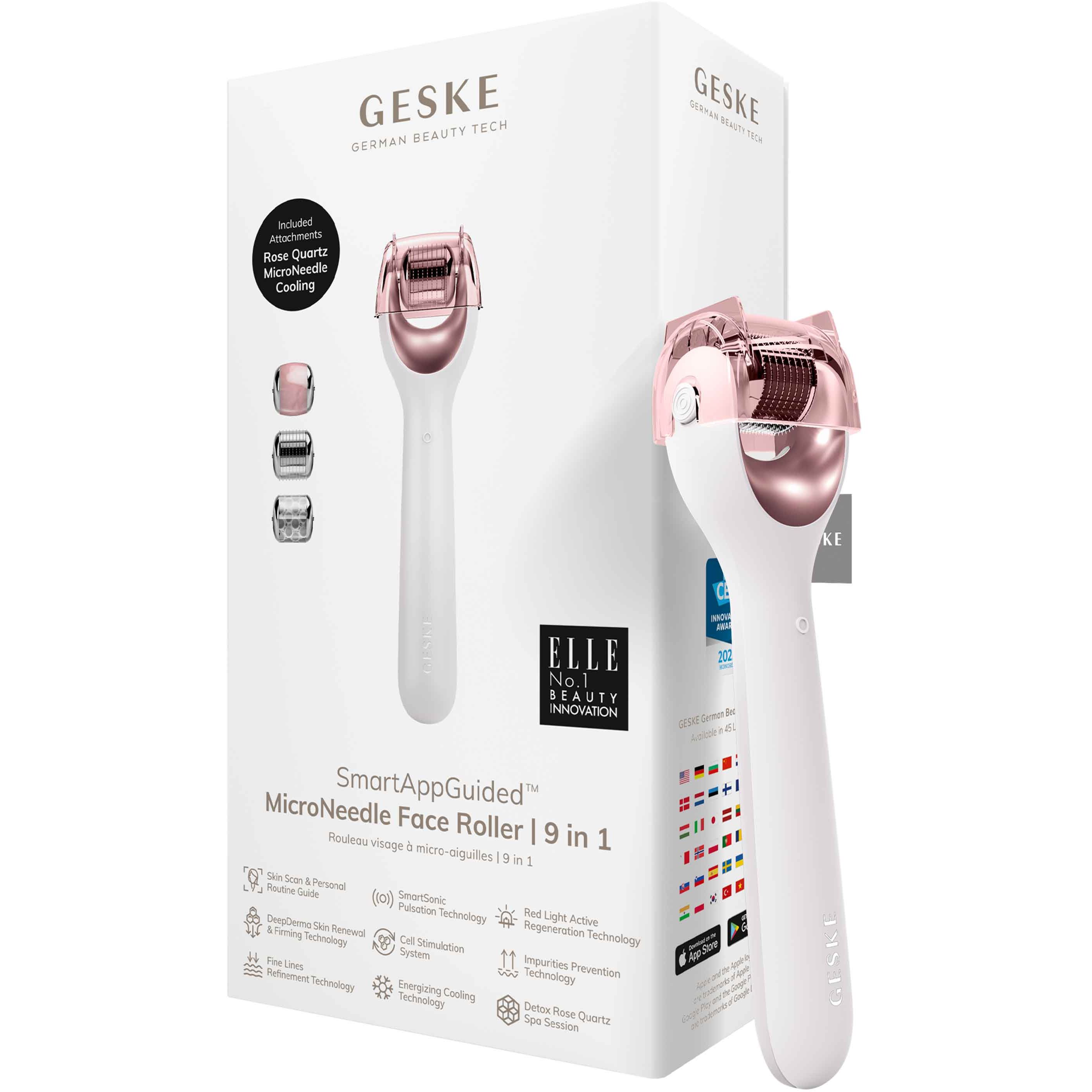 Електронний ролик для обличчя з мікроголками GESKE MicroNeedle Face Roller 9 в 1 пудровий - фото 1