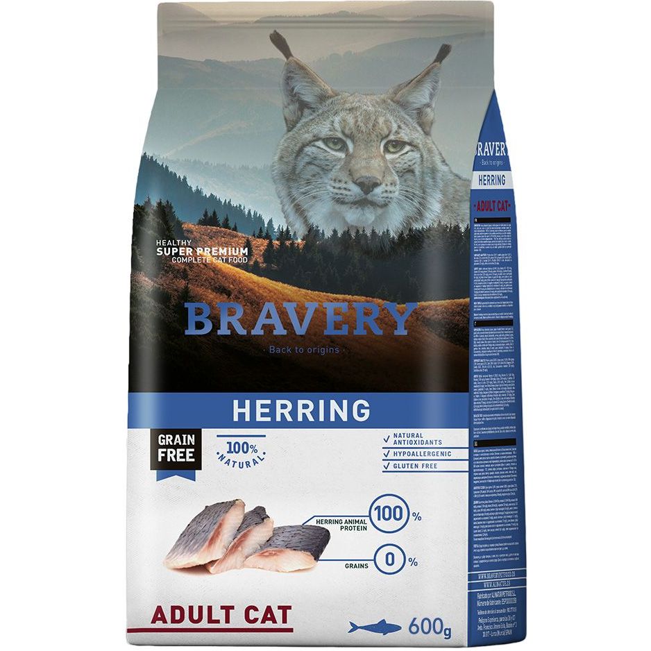 Сухий корм для котів Bravery Herring Adult Cat з оселедцем 600 г - фото 1
