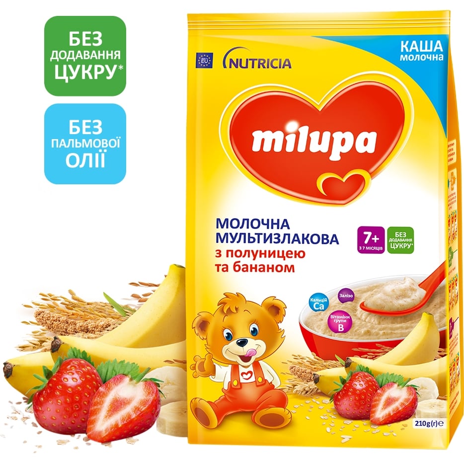 Каша молочна мультизлакова Milupa з полуницею та бананом для дітей від 7 місяців 210 г - фото 2