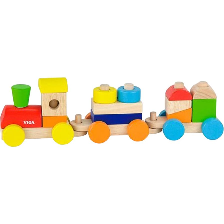 Деревянный поезд Viga Toys Цветные кубики (51610) - фото 1
