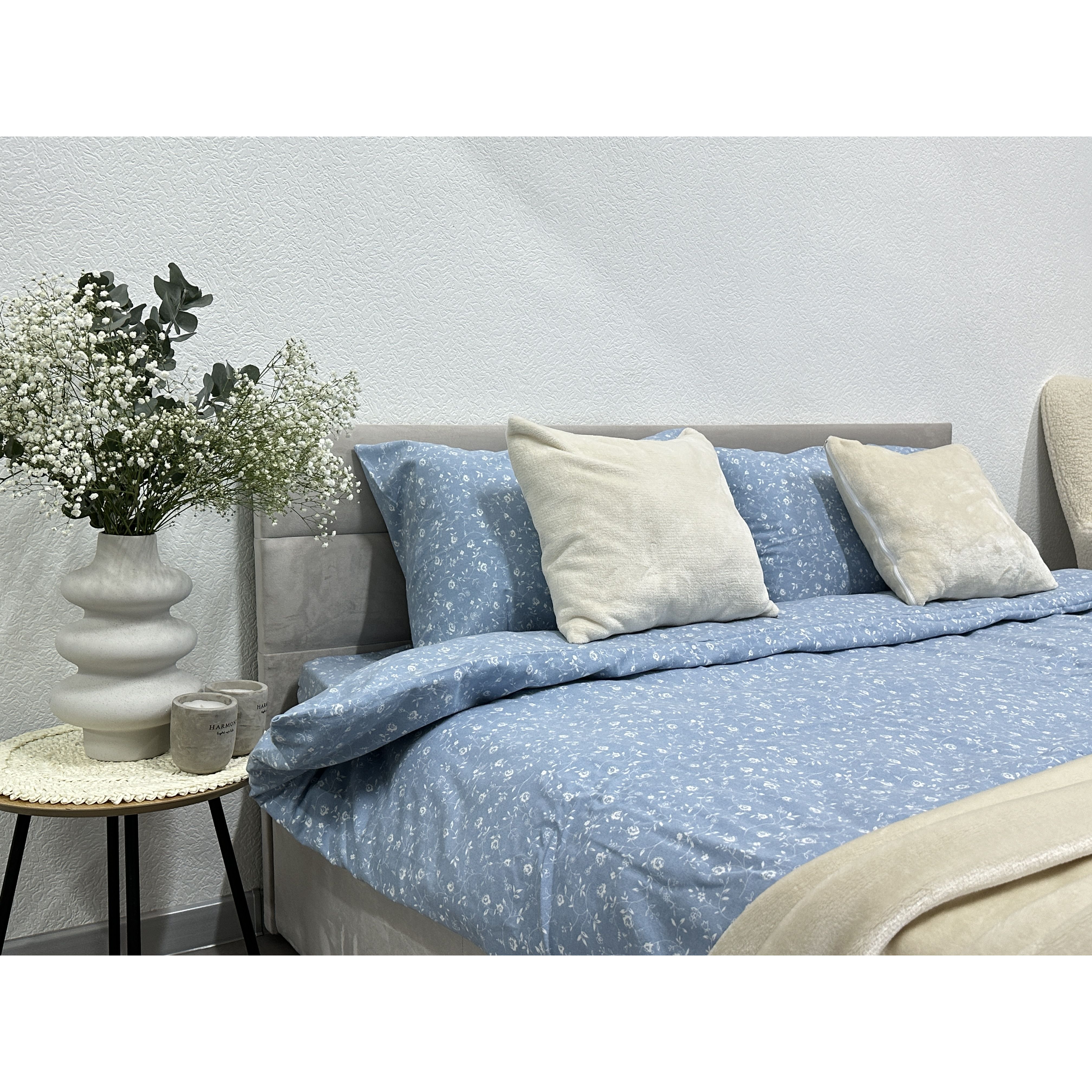 Комплект постельного белья Ecotton двуспальный 250958 Цветок на голубом (24276) - фото 3