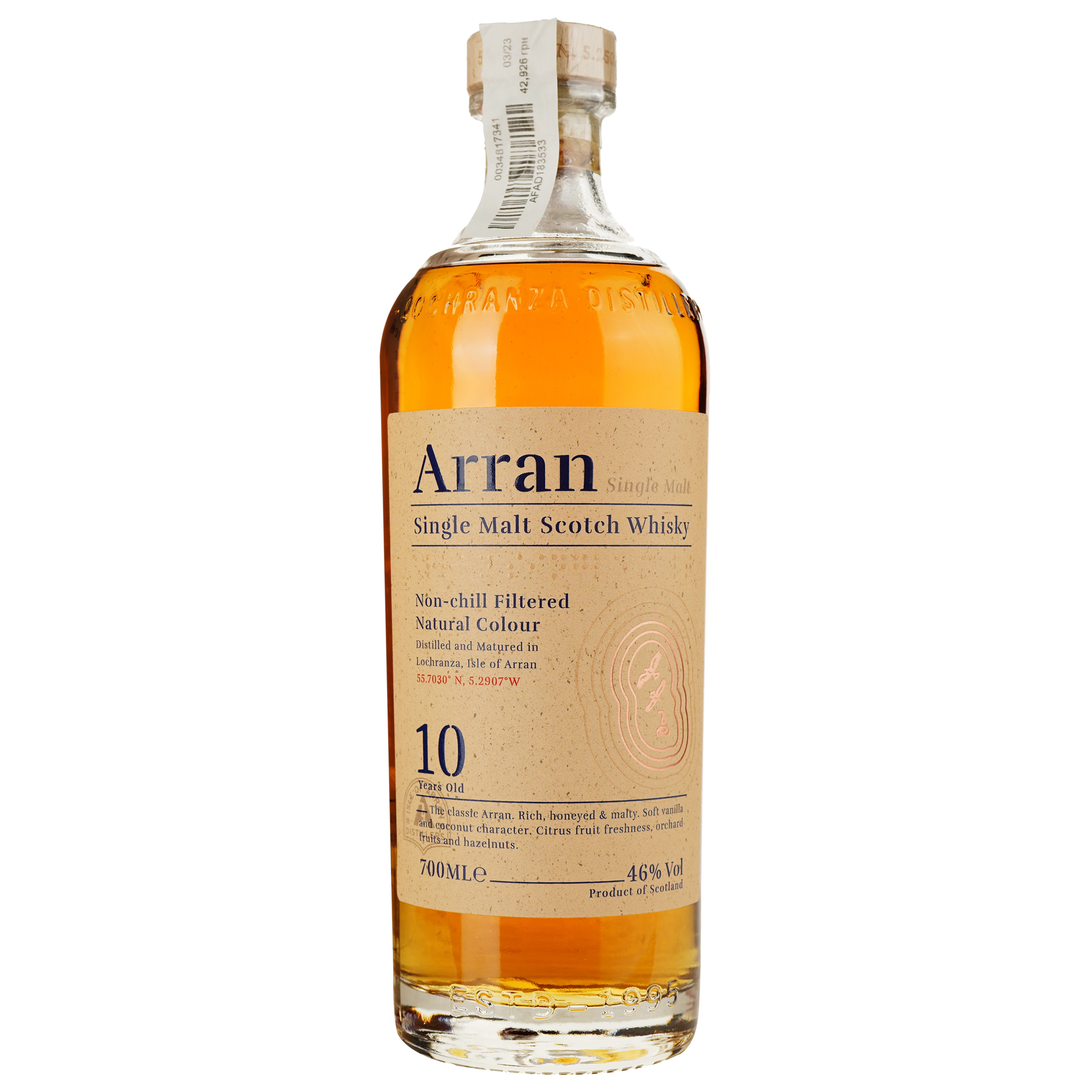 Виски Arran 10yo Single Malt Scotch Whisky, в тубусе, 46%, 0,7 л (25013) - фото 2