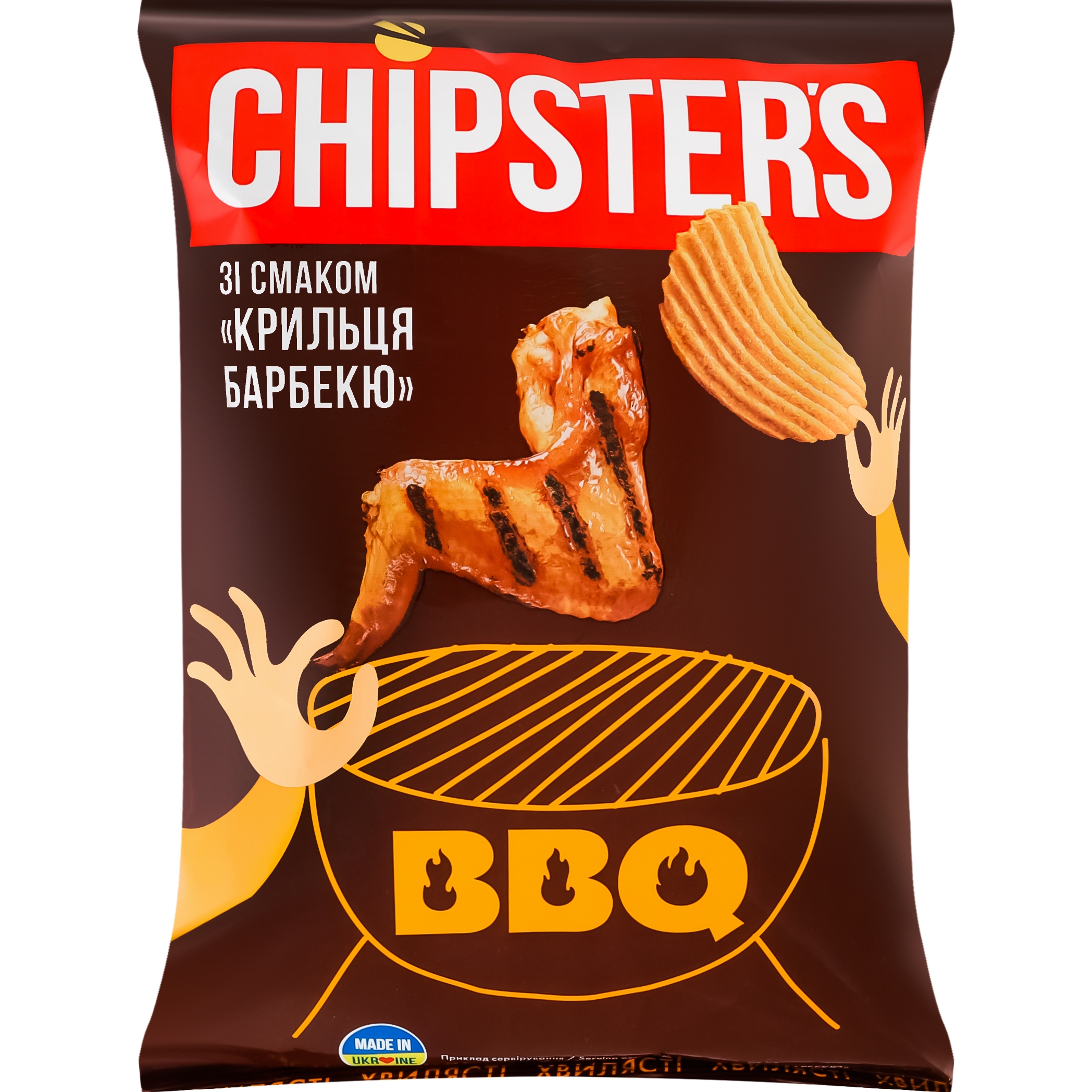 Чіпси картопляні хвилясті Chipster's Крильця барбекю 120 г - фото 1
