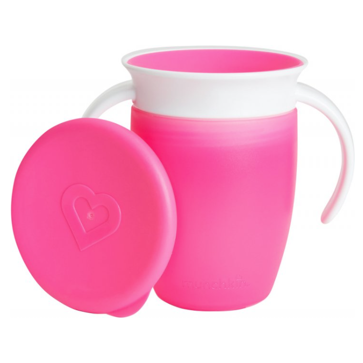 Чашка-непроливайка Munchkin Miracle 360 с ручками и крышкой, 207 мл, розовый (051855) - фото 1