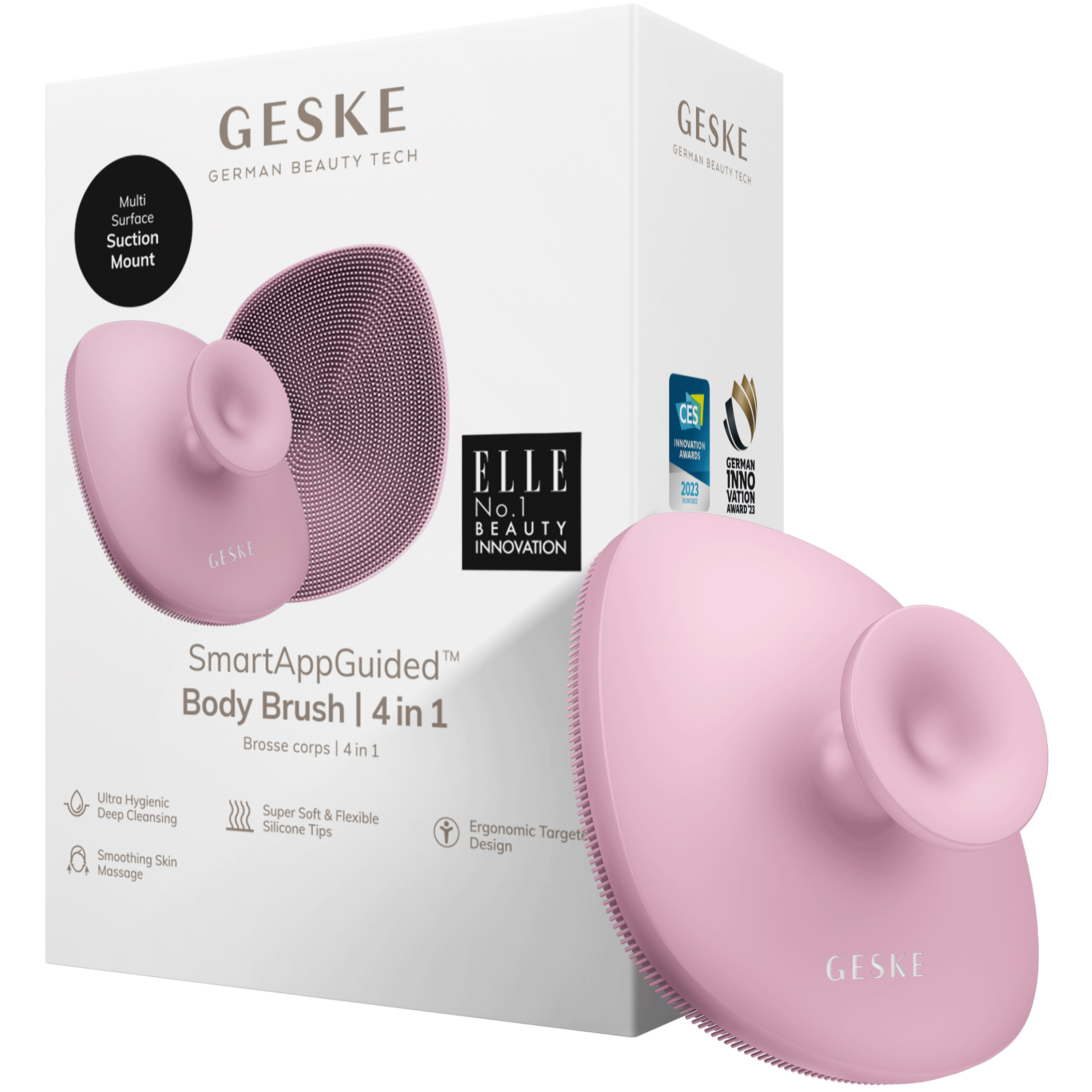 Щетка для тела GESKE Body Brush 4 в 1 розовая - фото 1