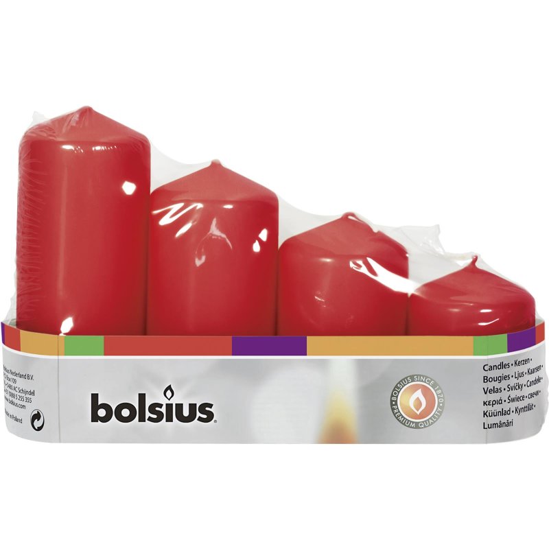 Свічки Bolsius стовпчик, червоний, 4 шт. (806741) - фото 1