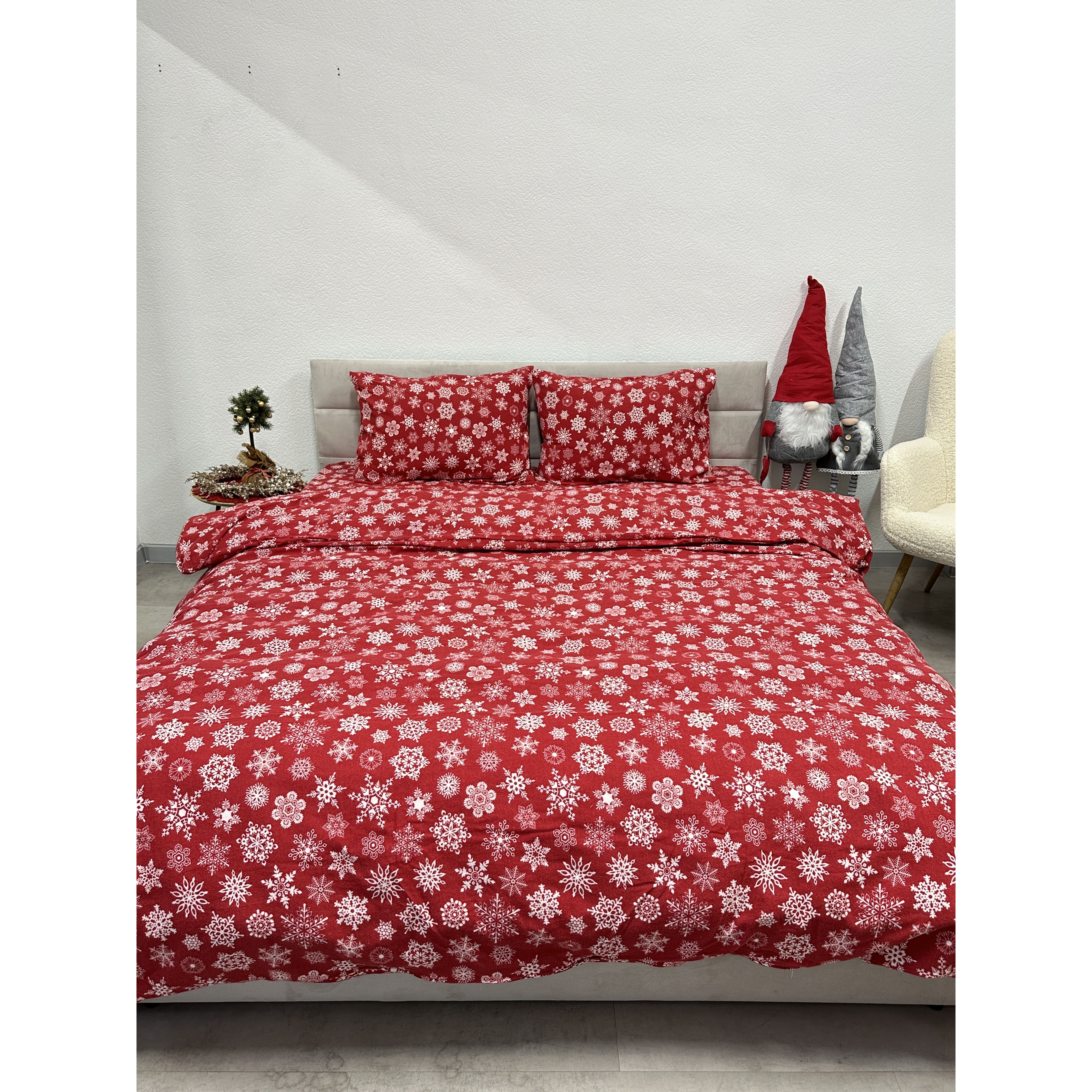Комплект постельного белья Ecotton двуспальный 15505 Снежинка на красном (24264) - фото 10