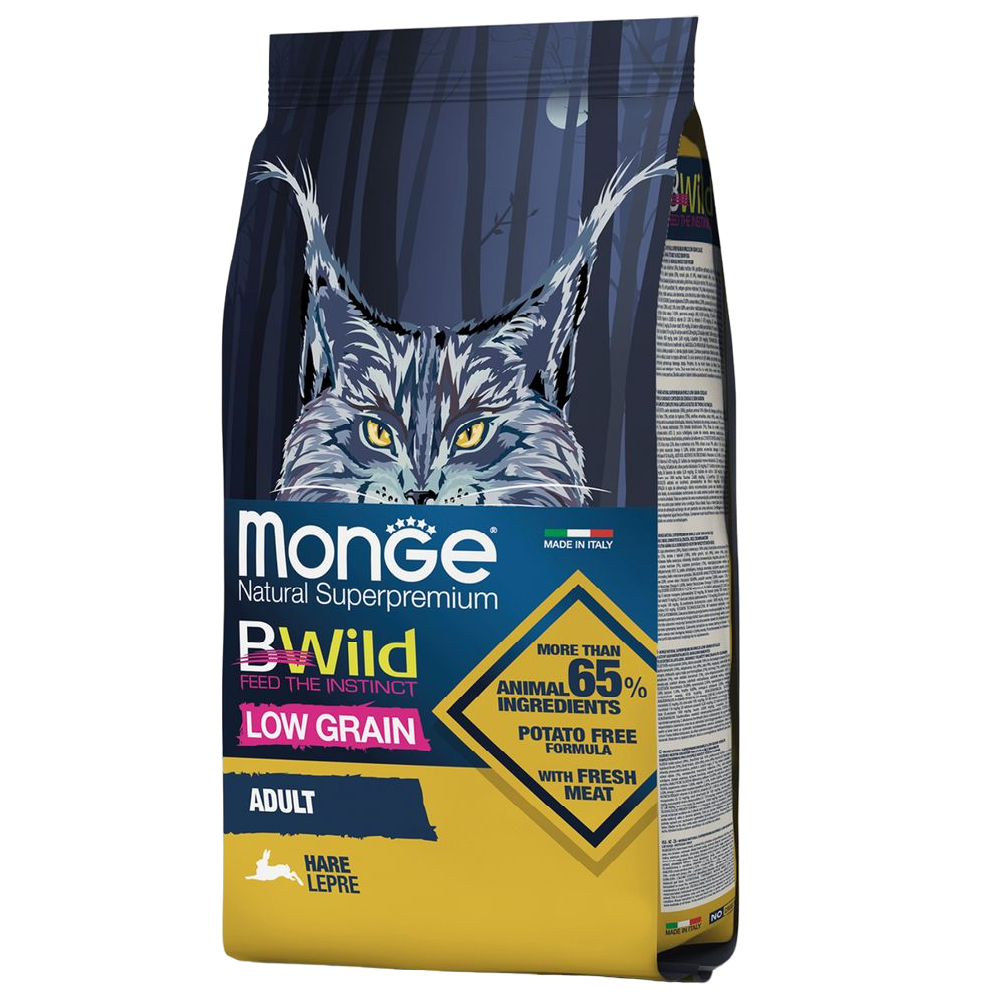 Сухой корм для котов Monge Cat Bwild Low Grain, с мясом зайца, 1,5 кг - фото 1