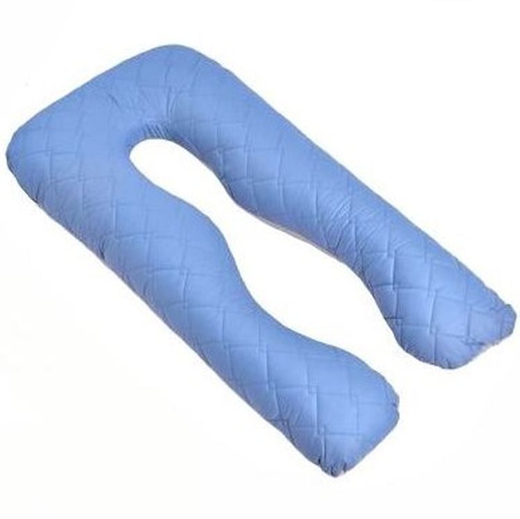 Подушка Ideia П-подібна для вагітних та відпочинку, 140x75x20 см, світло-сіра з джинсовим (8-33724 джинс/св.сірий) - фото 1