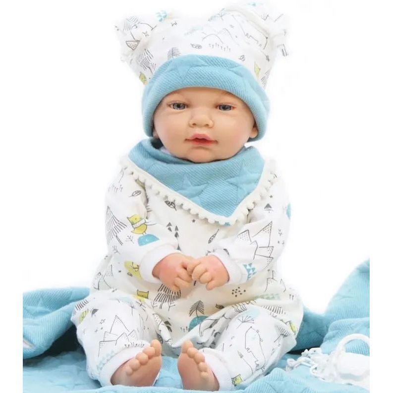 Кукла Nines d`Onil Новорожденный, который плачет, в голубой одежде, 45 см (7023) - фото 1