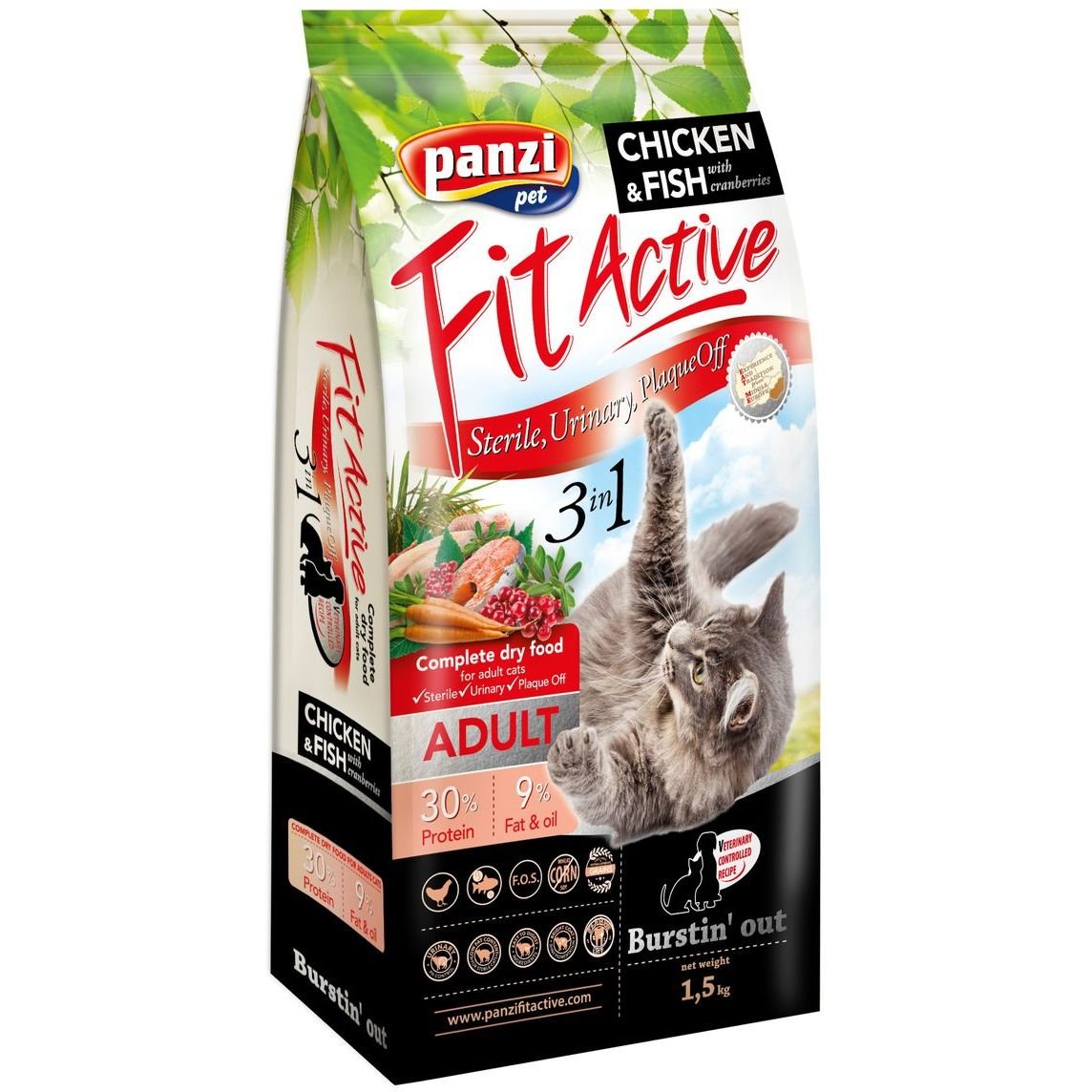 Сухий корм для котів FitActive Cat Adult 3in1, 1,5 кг - фото 1